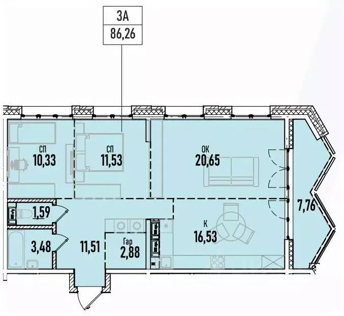3-к кв. Иркутская область, Иркутск Донская ул. (86.26 м) - Фото 0