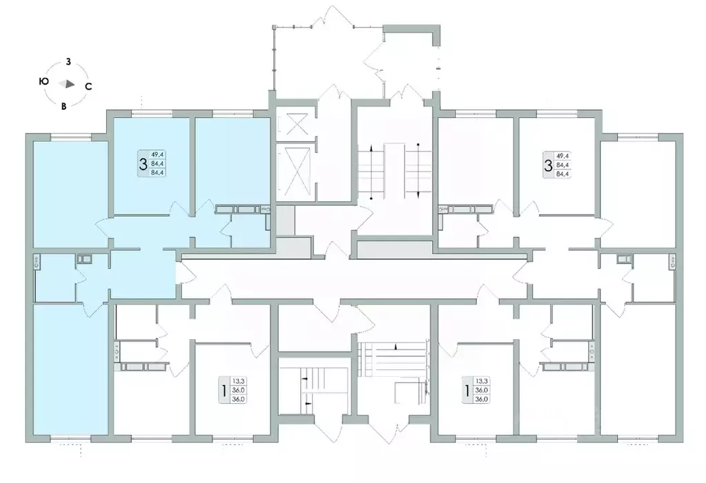 3-к кв. воронежская область, воронеж ул. шишкова, 140б/16 (84.4 м) - Фото 1