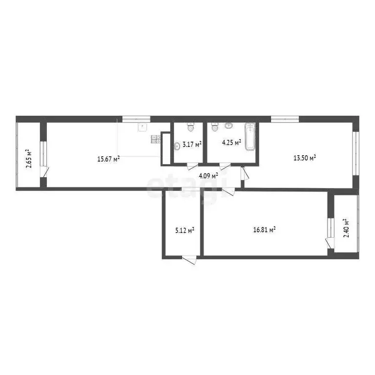 2-комнатная квартира: Тюмень, Селекционная улица, 6 (62.6 м) - Фото 0
