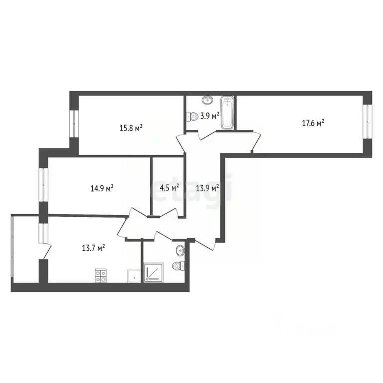 3-к кв. Калужская область, Обнинск просп. Ленина, 211 (87.9 м) - Фото 2