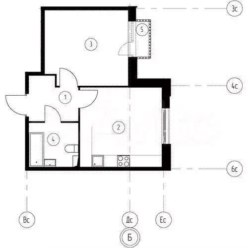 1-к. квартира, 43,5 м, 2/9 эт. - Фото 1