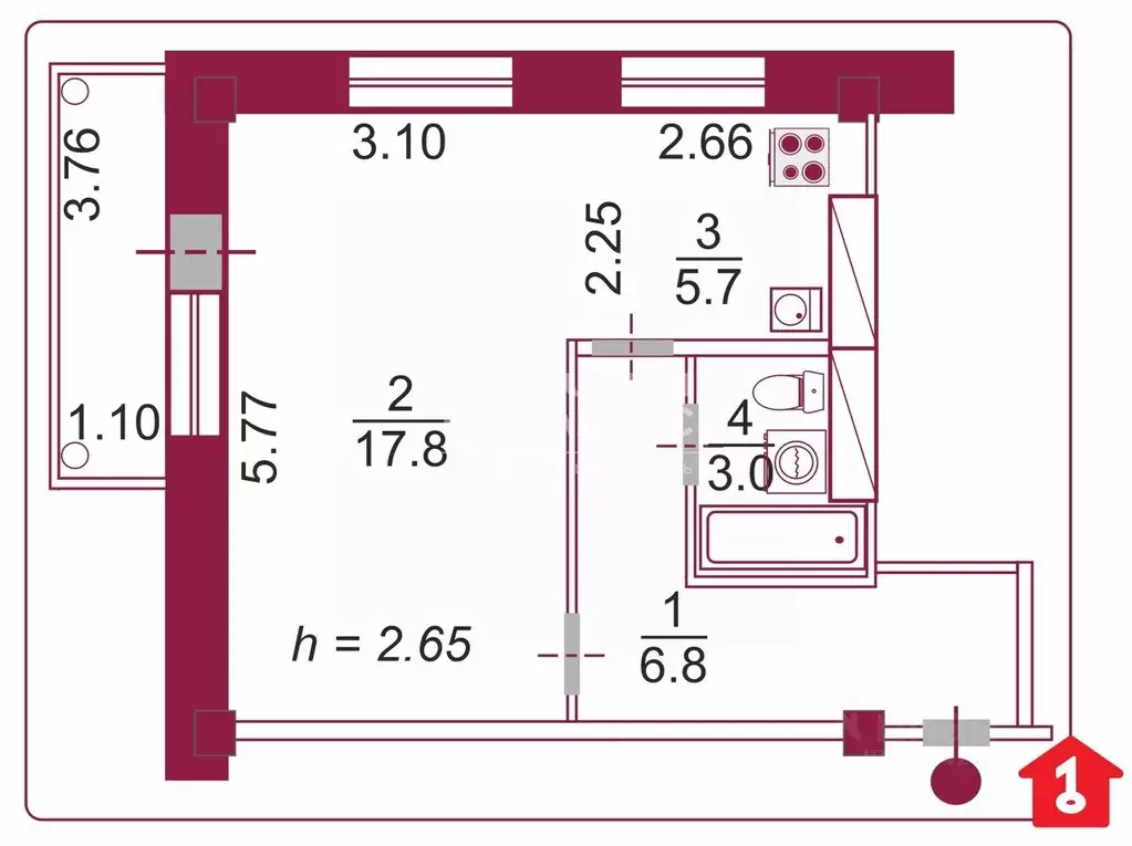 1-к кв. Омская область, Омск просп. Космический, 14Д (33.3 м) - Фото 1