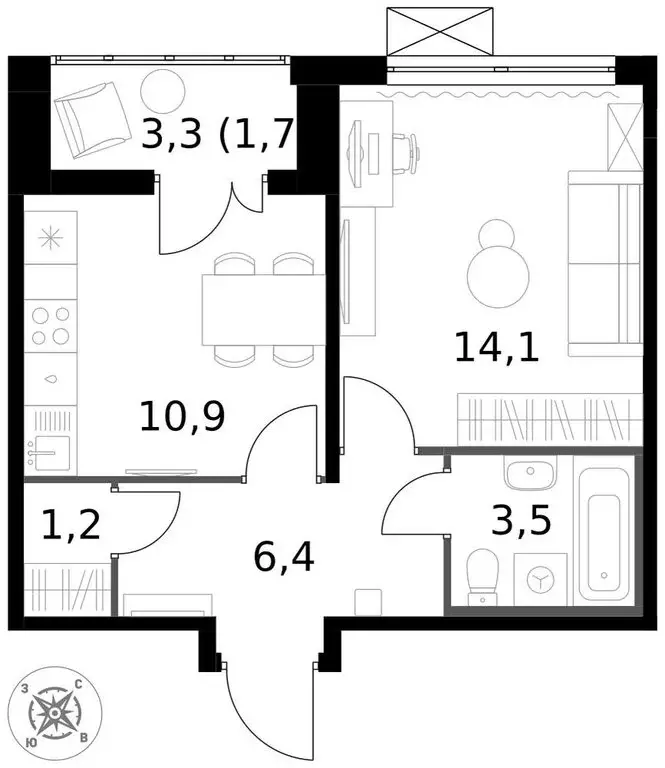 1-комнатная квартира: Москва, Ленинградское шоссе, 228к1 (37.8 м) - Фото 2