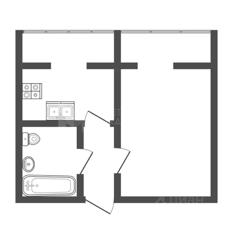 1-к кв. Тюменская область, Тюмень ул. Монтажников, 38 (37.3 м) - Фото 2