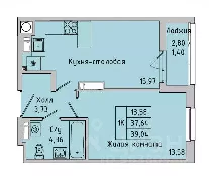 1-к кв. Ростовская область, Батайск ул. Ушинского, 27Ак2 (39.04 м) - Фото 0
