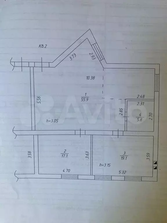 3-к. квартира, 98,3 м, 2/4 эт. - Фото 0