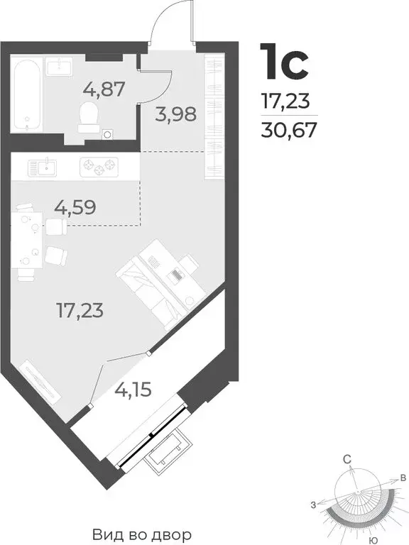 Квартира-студия: Новосибирск, улица Лобачевского, 53/2 (30.7 м) - Фото 0