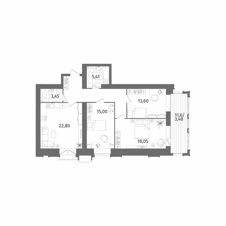 3-комнатная квартира: Санкт-Петербург, Лиственная улица, 20к2 (96.7 м) - Фото 1