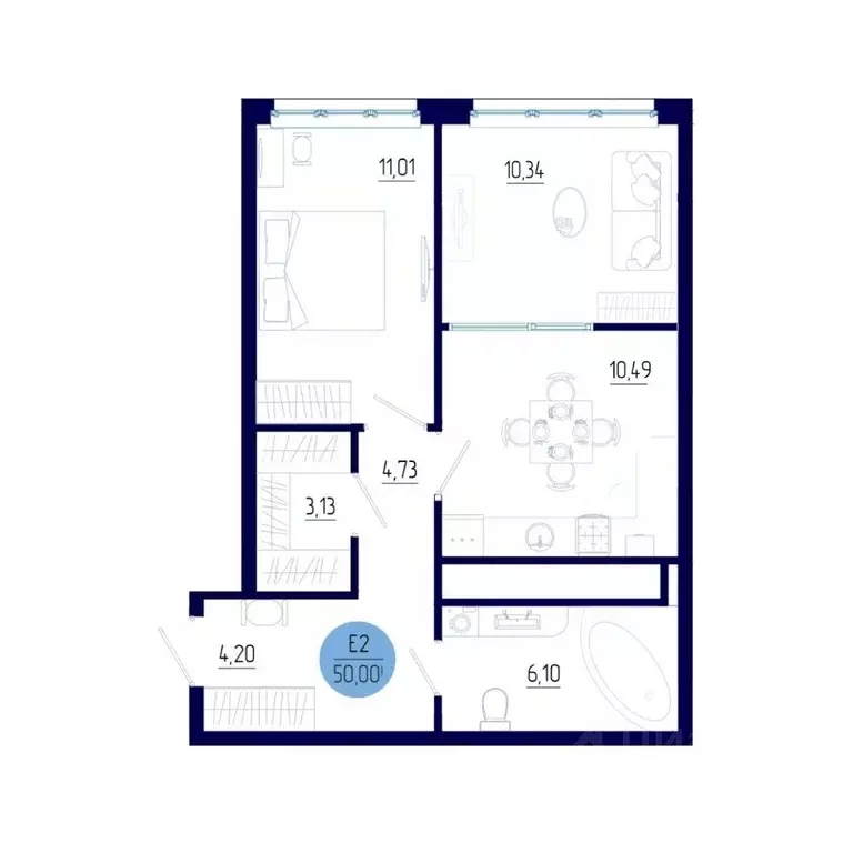 1-к кв. Рязанская область, Рязанский муниципальный округ, с. Дядьково ... - Фото 1