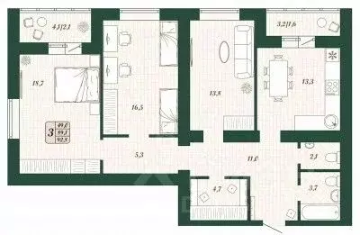3-к кв. Самарская область, Волжский район, Смышляевка городское ... - Фото 1