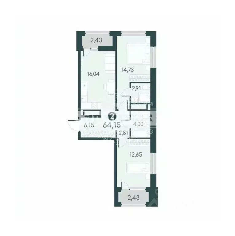 2-к кв. Курганская область, Курган 18-й мкр, 7 (64.15 м) - Фото 1