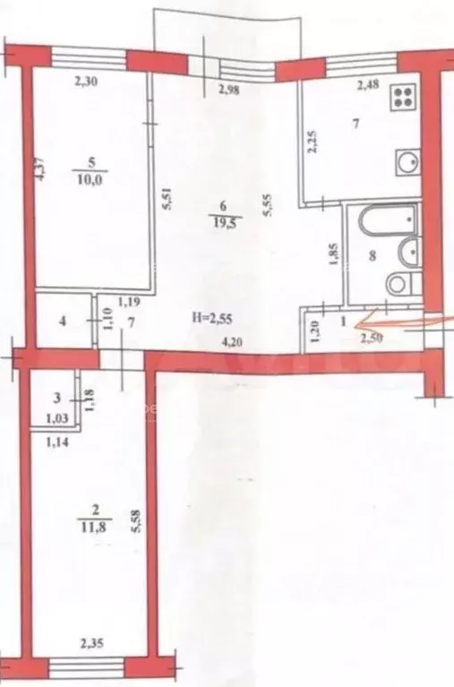 3-к кв. Волгоградская область, Волгоград ул. Дзержинского, 42 (55.5 м) - Фото 0