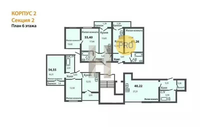 2-комнатная квартира: Пионерский, Портовая улица, 5А (59.6 м) - Фото 2