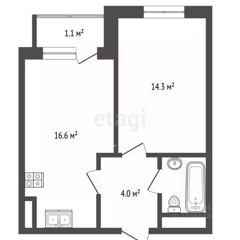 1-к кв. Московская область, Одинцовский городской округ, д. Митькино ... - Фото 1