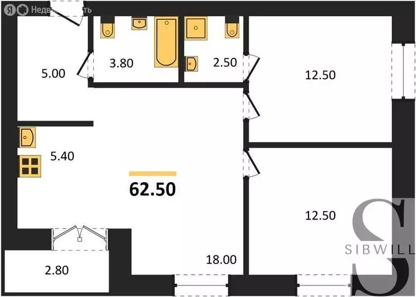 2-комнатная квартира: Новосибирск, 2-я Высокогорная улица (62.5 м) - Фото 0