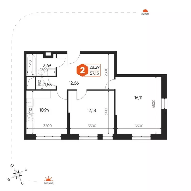 2-комнатная квартира: посёлок городского типа Некрасовский, Заводская ... - Фото 1