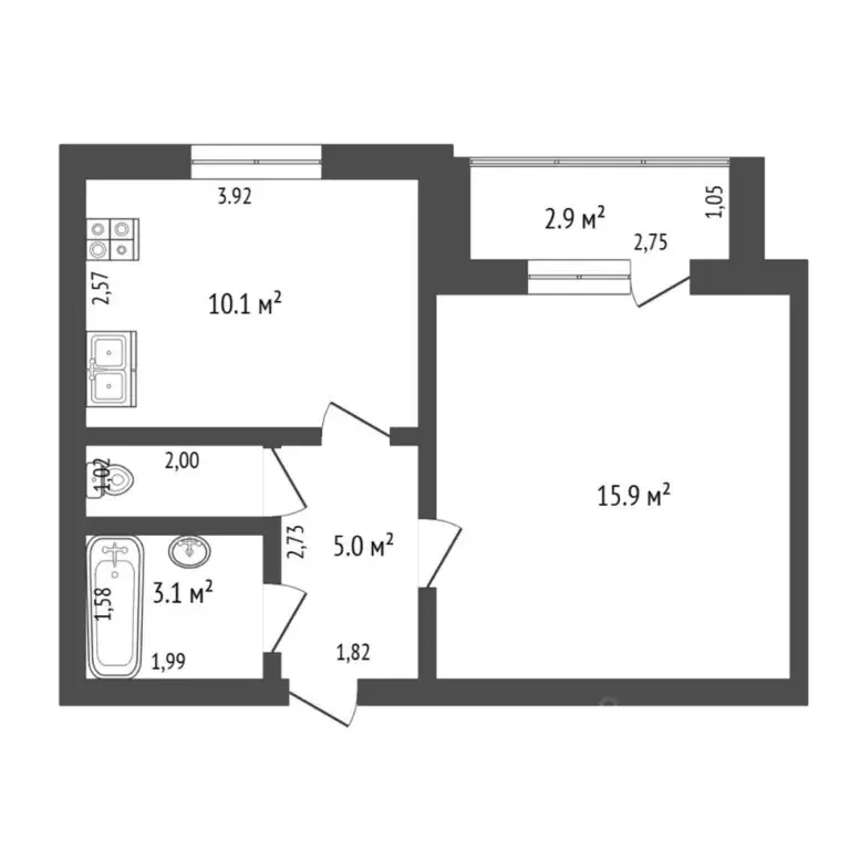 1-к кв. Тюменская область, Тюмень Малая Боровская ул., 7 (36.1 м) - Фото 2