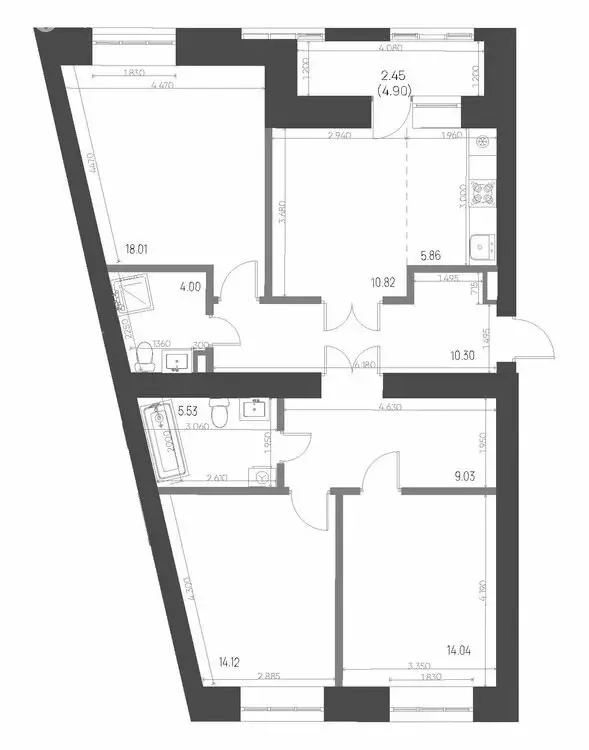 4-комнатная квартира: Нижнекамск, 15-й микрорайон, ЖК Калина (94.16 м) - Фото 0