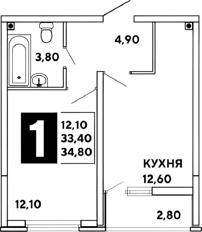 1-к кв. Краснодарский край, Краснодар ул. Западный обход, 39/2к3 (34.1 ... - Фото 2