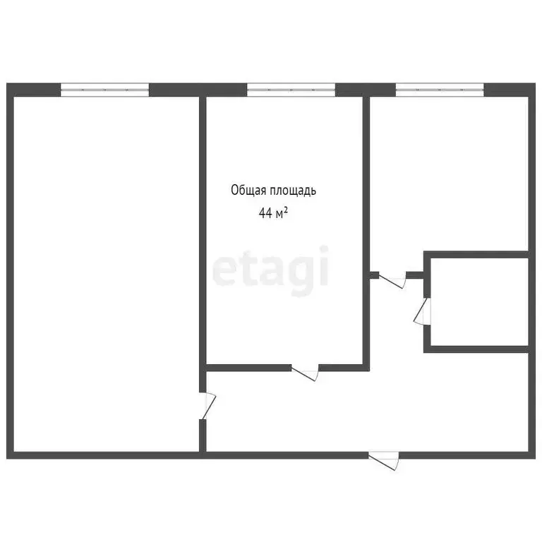 2-комнатная квартира: Кемерово, улица Ворошилова, 1В (44 м) - Фото 1