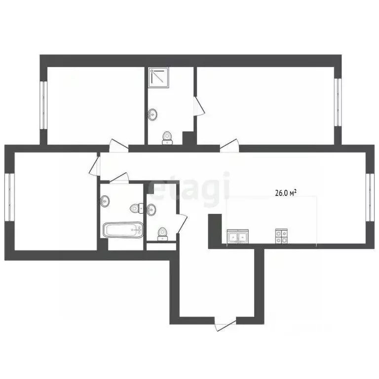 3-к кв. Тюменская область, Тюмень ул. Пожарных и Спасателей, 1 (94.7 ... - Фото 2