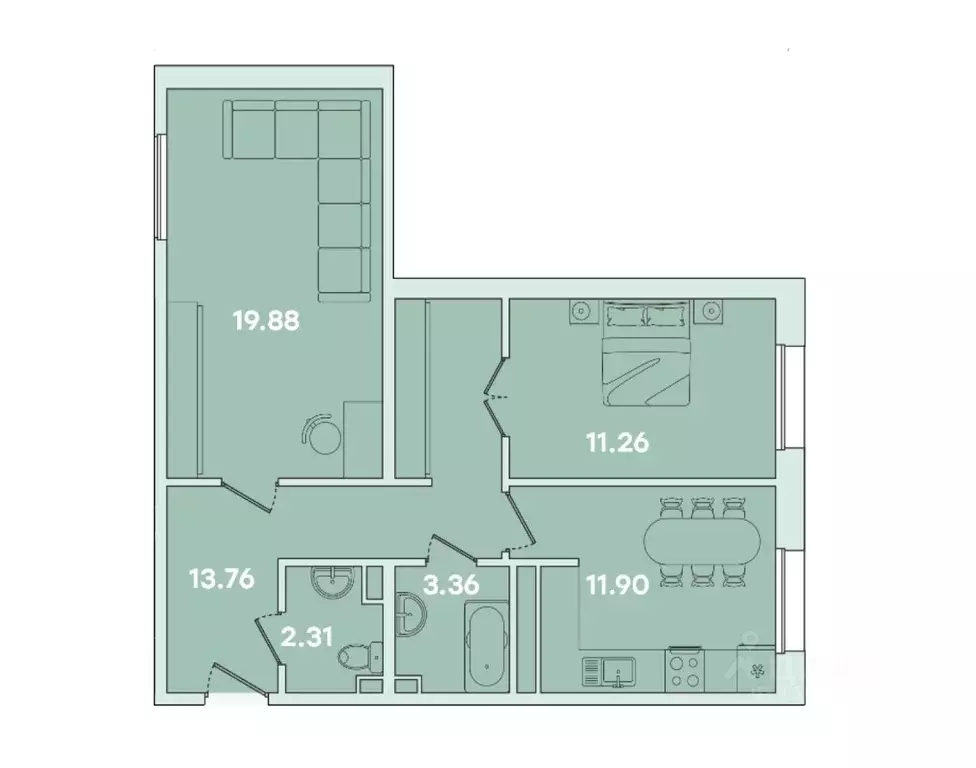 2-к кв. Иркутская область, Иркутск ул. Петрова, 16 (62.47 м) - Фото 0