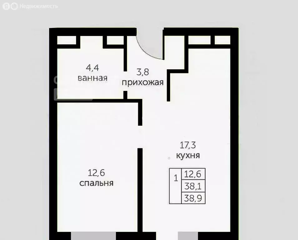 1-комнатная квартира: посёлок городского типа Ржавки, 21 (38.1 м) - Фото 0