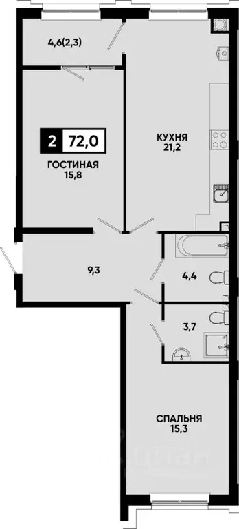 2-к кв. Ставропольский край, Кисловодск Моя Легенда жилой комплекс ... - Фото 0