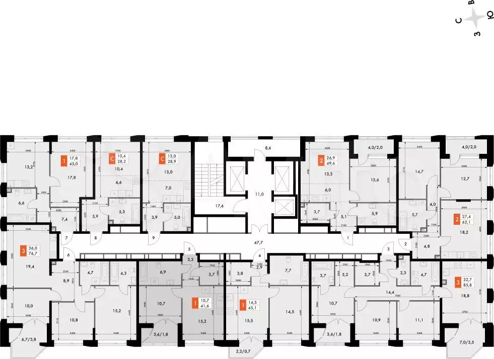 1-к. квартира, 41,6 м, 15/16 эт. - Фото 1
