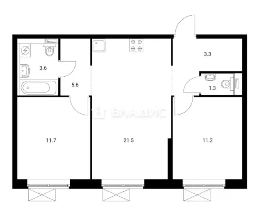 3-к кв. Москва Новохохловская ул., 15к2 (58.2 м) - Фото 2