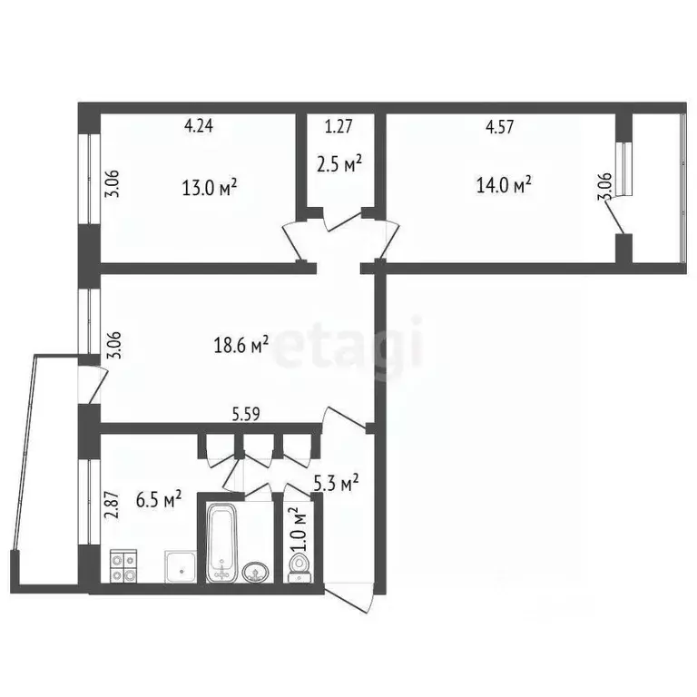 3-к кв. Мордовия, Саранск ул. Косарева, 19А (64.0 м) - Фото 1