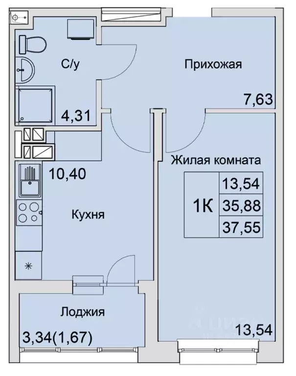 1-к кв. Ростовская область, Батайск  (37.55 м) - Фото 0