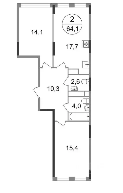 2-к кв. Москва ул. Льва Кассиля, 1к1 (64.1 м) - Фото 2