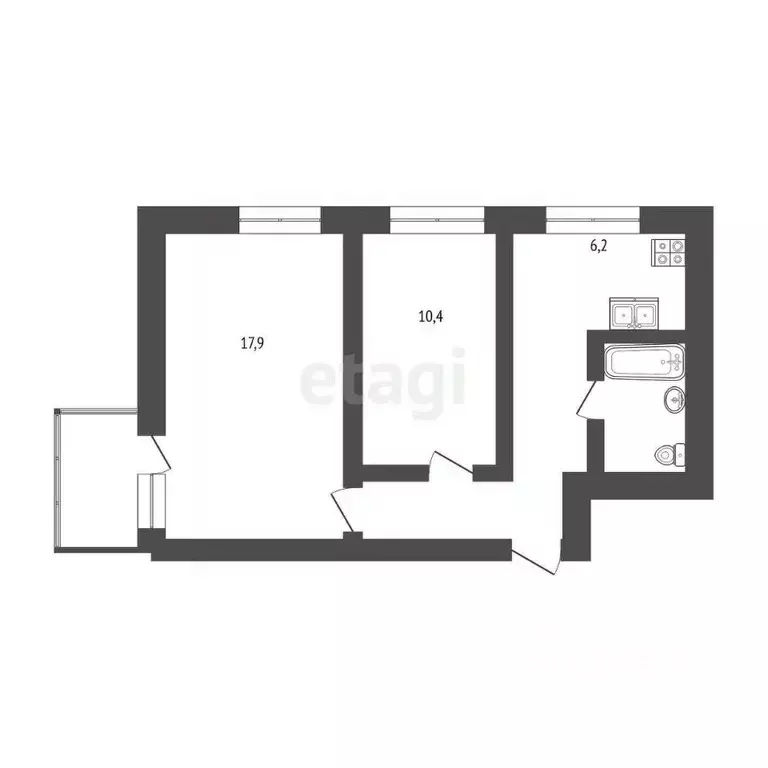 2-к кв. Архангельская область, Новодвинск Южная ул., 19 (46.1 м) - Фото 2