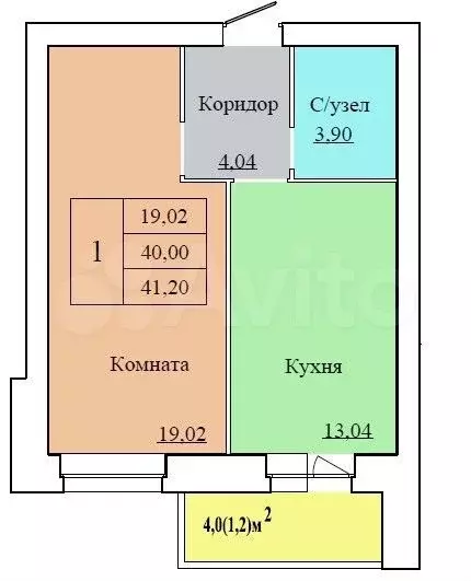 1-к. квартира, 41,2 м, 11/12 эт. - Фото 0