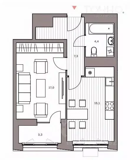 1-к кв. Пензенская область, Пенза ул. Мира, 46к2 (47.1 м) - Фото 2