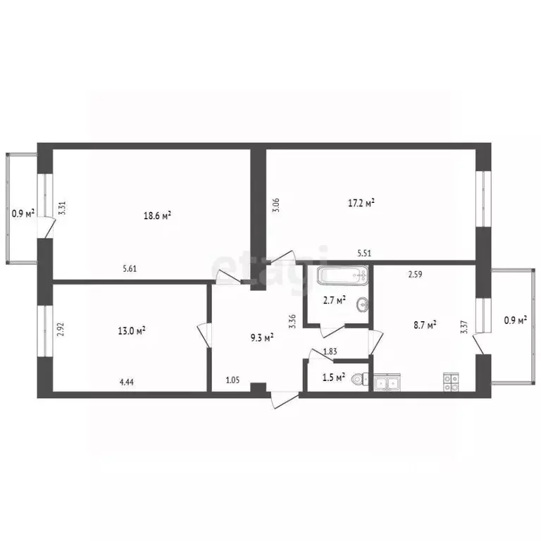 3-к кв. Крым, Феодосия ш. Симферопольское, 24Б (71.0 м) - Фото 2