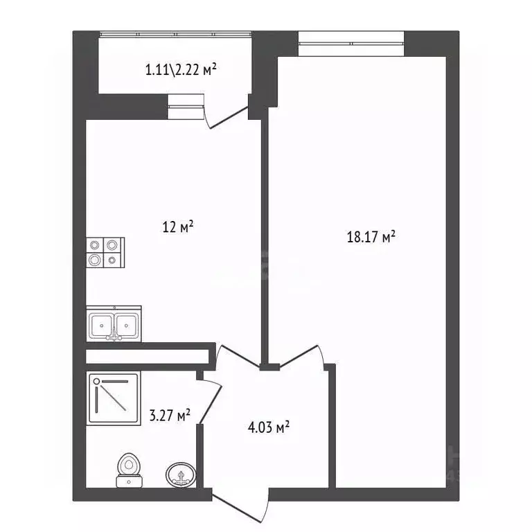 1-к кв. Ленинградская область, Мурино Всеволожский район, просп. ... - Фото 2