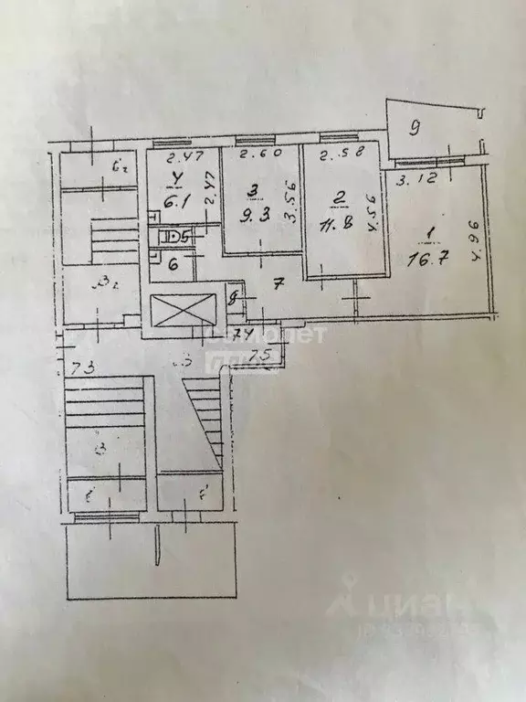 Квартира, 3 комнаты, 59.2 м - Фото 1