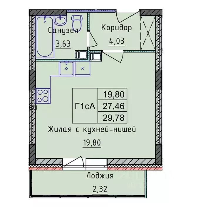 1-к кв. Ярославская область, Ярославль ул. Дядьковская, 48 (29.78 м) - Фото 0