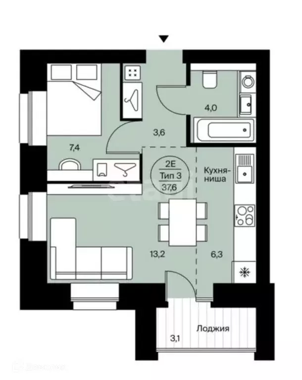 Продаётся 1-к квартира, 37.6 м - Фото 0