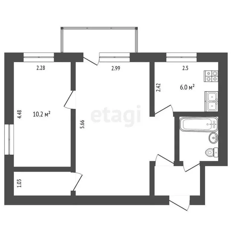 2-комнатная квартира: Сокол, улица Орешкова, 4 (42.7 м) - Фото 1