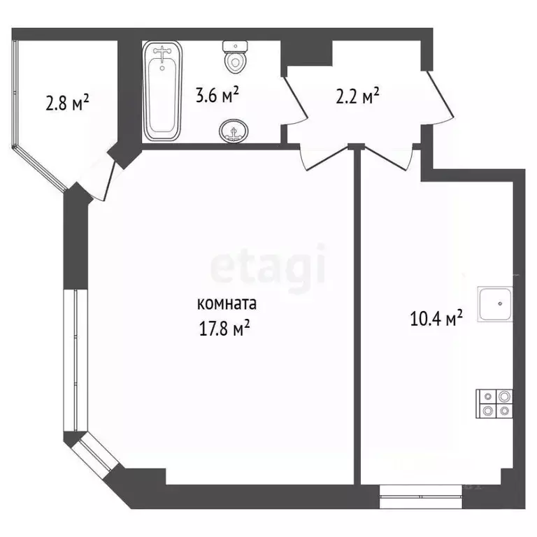 1-к кв. Ростовская область, Батайск Огородная ул., 84к5 (35.0 м) - Фото 2