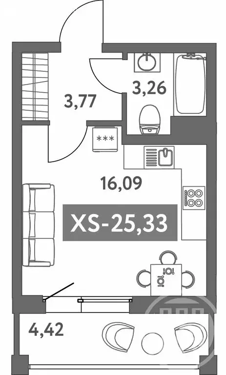 Квартира-студия: Санкт-Петербург, улица Чирикова, 5 (25.33 м) - Фото 1