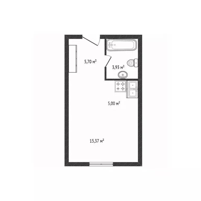 Студия Брянская область, Брянск Степная ул., 2Г (30.6 м) - Фото 1