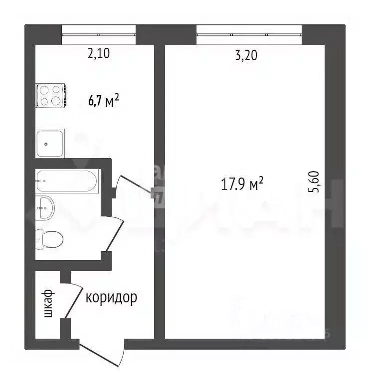 1-к кв. Челябинская область, Челябинск ул. Жукова, 50А (31.8 м) - Фото 2