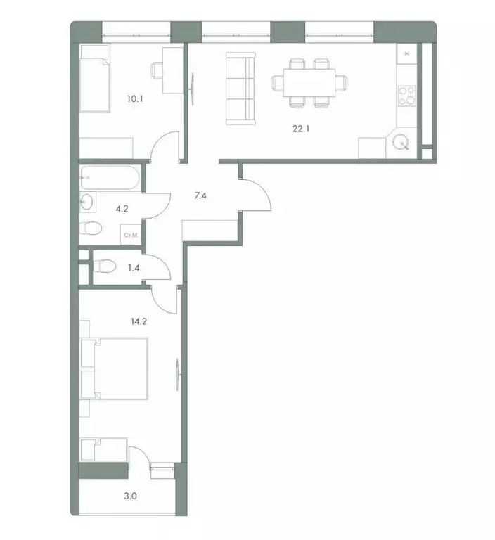 2-к кв. Ханты-Мансийский АО, Ханты-Мансийск Красноармейская ул., 45 ... - Фото 0