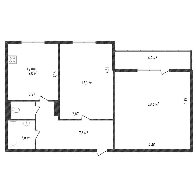 2-комнатная квартира: Тобольск, улица Семёна Ремезова, 84 (51.3 м) - Фото 1