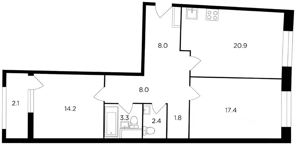 2-к кв. Москва ул. Паршина, 10 (80.0 м) - Фото 1
