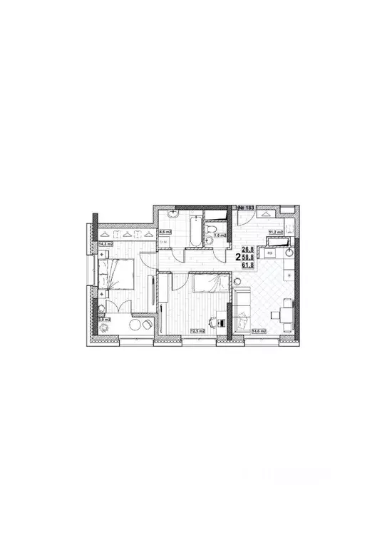 2-к кв. Нижегородская область, Нижний Новгород ул. Бетанкура, 7 (61.8 ... - Фото 1